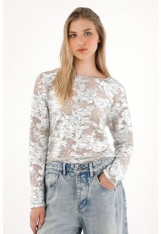 Camiseta Con Efecto Metalizado Manga Larga Para Mujer Tennis