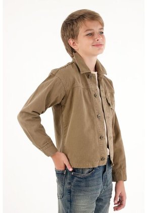 Chaqueta Café De Botones Para Niño