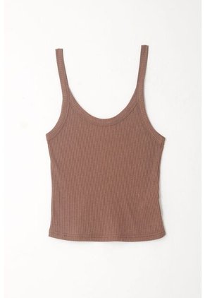 Tennis Camiseta De Tiras Ajustada Café Para Mujer