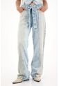 Tennis Jean Wide Leg Con Detalle De Malla Y Brillo Para Mujer de Tennis