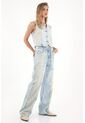 Tennis Jean Wide Leg Con Detalle De Malla Y Brillo Para Mujer de Tennis