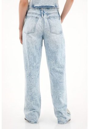 Tennis Jean Wide Leg Con Detalle De Malla Y Brillo Para Mujer