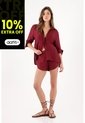 Tennis Camisa Relaxed Fit Con Textura Arrugada En Lyocell Vino Para Mujer de Tennis