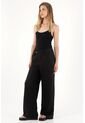 Tennis Pantalón Wide Leg Negro En 100% Lino Para Mujer de Tennis