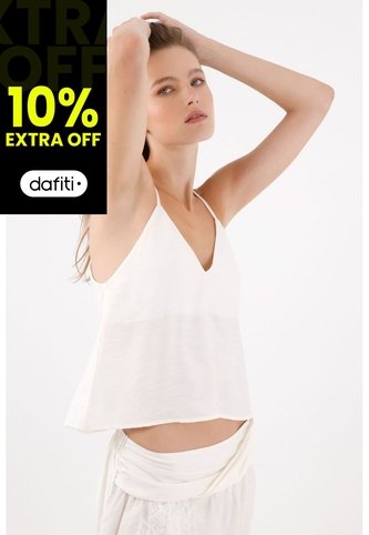 Tennis Top De Tiras Suelto Con Escote En V En Blanco Para Mujer Tennis