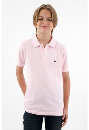 Polo Cuello Tejido Rosada Para Niño