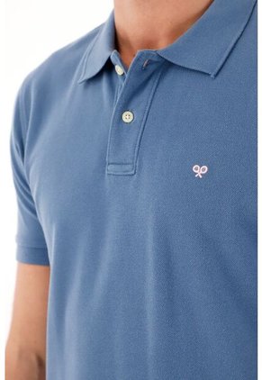 Tennis Polo Azul Con Raqueta Multicolor Para Hombre