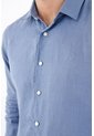 Tennis Camisa Regular Fit Con Botones Blancos En Lino Azul Para Hombre de Tennis