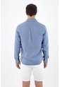 Tennis Camisa Regular Fit Con Botones Blancos En Lino Azul Para Hombre de Tennis