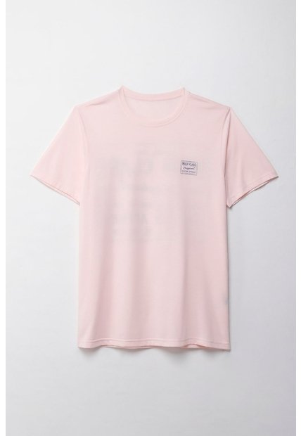 Camiseta Manga Corta Estampada Rosada Para Hombre
