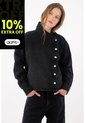 Tennis Chaqueta Boxy Con Cierre Asimétrico De Botones Metálicos En Algodón Negro Para Mujer de Tennis