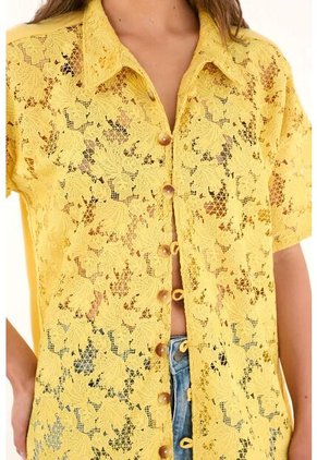 Tennis Kimono Amarillo Con Tela Bordada Para Mujer