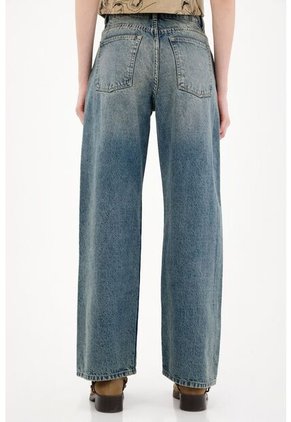 Tennis Jean Wide Leg Tiro Alto Azul Para Mujer