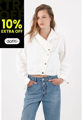 Tennis Chaqueta Con Textura En Relieve En Algodón Blanco Para Mujer Tennis