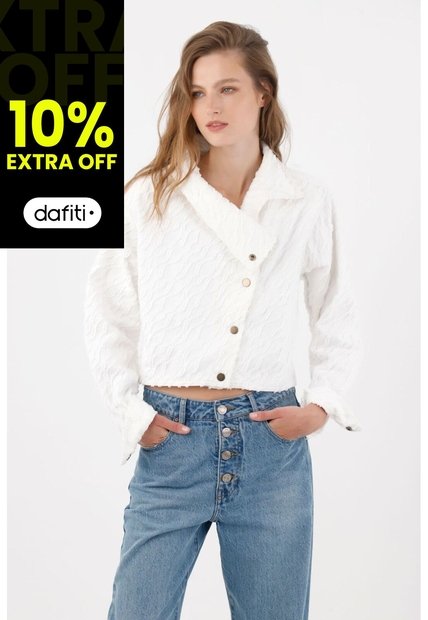 Tennis Chaqueta Con Textura En Relieve En Algodón Blanco Para Mujer