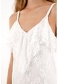 Tennis Vestido Largo En Encaje Con Escote En V Crudo Para Mujer de Tennis