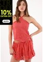 Tennis Top Halter Holgado Con Escote Cruzado En Poliamida Coral Para Mujer de Tennis
