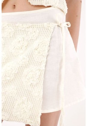 Tennis Falda Corta Tipo Pareo Crudo Para Mujer