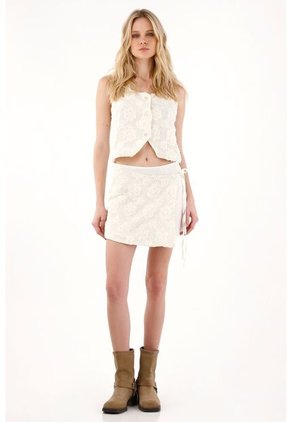 Tennis Falda Corta Tipo Pareo Crudo Para Mujer