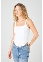 Tennis Tshirt Entallada Con Paneles Tipo Corsé En Tejido Acanalado Blanco Para Mujer de Tennis