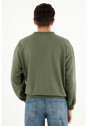 Buzo Unisex Verde Con Bolsillo De Parche