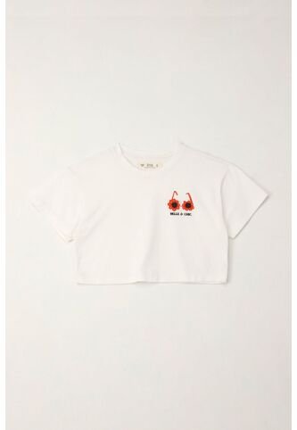 Camiseta Manga Corta Con Mini Print Crudo Para Niña Tennis