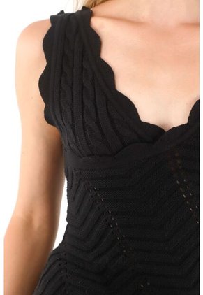 Tennis Camisa Negra Tejida Diseño Cruzado Para Mujer