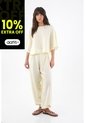 Tennis Camisa Para Mujer En Viscosa Amarillo Vainilla Fit Relajado Con Mangas Tipo Capa de Tennis