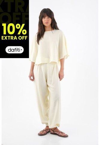 Tennis Camisa Para Mujer En Viscosa Amarillo Vainilla Fit Relajado Con Mangas Tipo Capa Tennis
