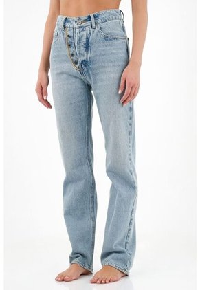 Tennis Jean Con Botones Expuestos Azul Para Mujer