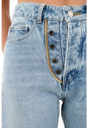 Tennis Jean Con Botones Expuestos Azul Para Mujer