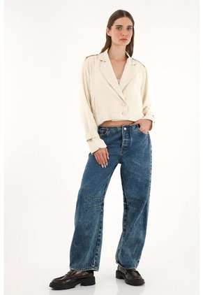 Tennis Abrigo Tipo Biker Crop Top Crudo Para Mujer