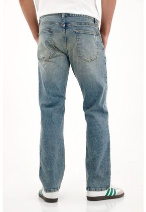 Tennis Jean Recto Con Efecto Salpicado Azul Para Hombre