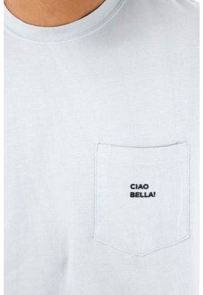 Camiseta Con Bolsillo De Parche Azul Para Hombre