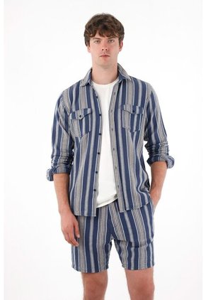 Camisa Manga Larga Con Diseño A Rayas Para Hombre