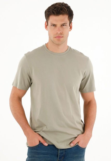 Camiseta Regular Fit Cuello Redondo Verde Para Hombre