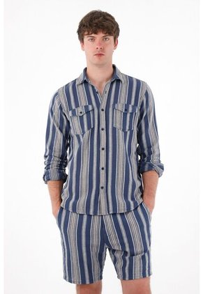 Camisa Manga Larga Con Diseño A Rayas Para Hombre