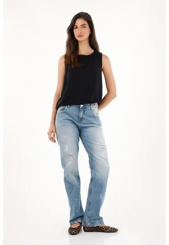 Tennis Jean Recto Con Pigmento Blanco Para Mujer Tennis