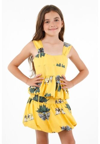 Camisa Amarilla Con Escote Recto Para Niña Tennis