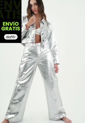 Tennis Pantalón Oversize Plateado Para Mujer Tennis