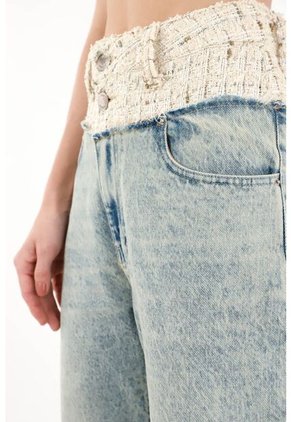 Tennis Jean Recto Con Corte Tejido Y Lurex En Pretina Para Mujer