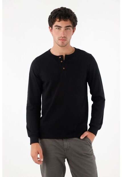 Tennis Camiseta De Manga Larga Negra Para Hombre