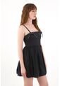Tennis Vestido Corto Con Falda Globo Negro Para Mujer de Tennis