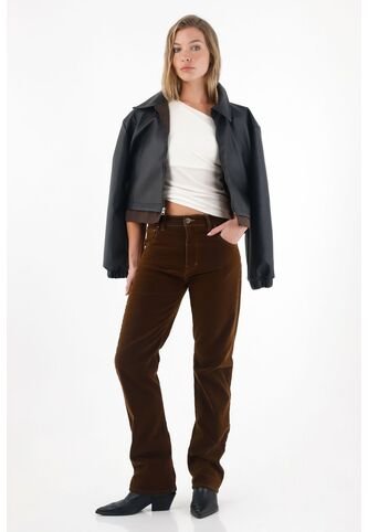 Jean Recto De Tiro Medio En Velvet Café Para Mujer Tennis