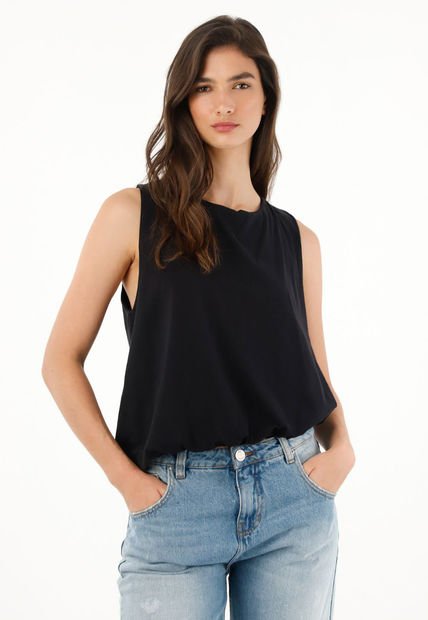 Camiseta Manga Sisa Negra Para Mujer
