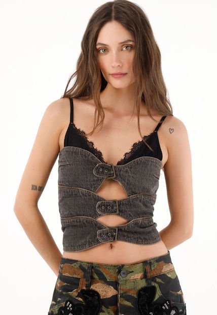 Camisa Strapless Azul Reversible Para Mujer