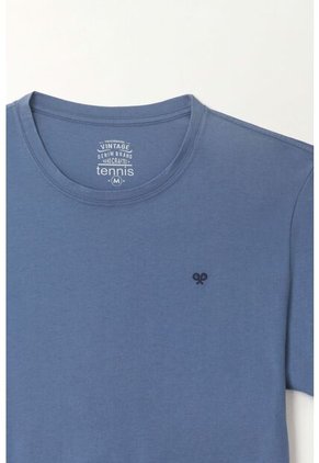 Tennis Camiseta Azul Con Mini Raqueta Bordada Para Hombre