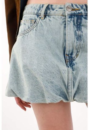 Tennis Falda Corta En Denim Tipo Globo Azul Para Mujer