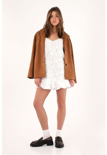 Tennis Vestido Corto Con Ruedo Englobado Crudo Para Mujer