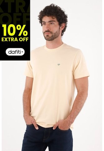 Tennis Camiseta Para Hombre De Algodón Beige Claro Regular Con Mini Raquetas En El Pecho Tennis